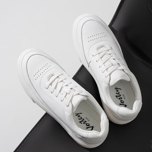 Vostey Men's Fashion Sneakers Leather White Shoes for Men Comfortable Mens Casual Shoes3
