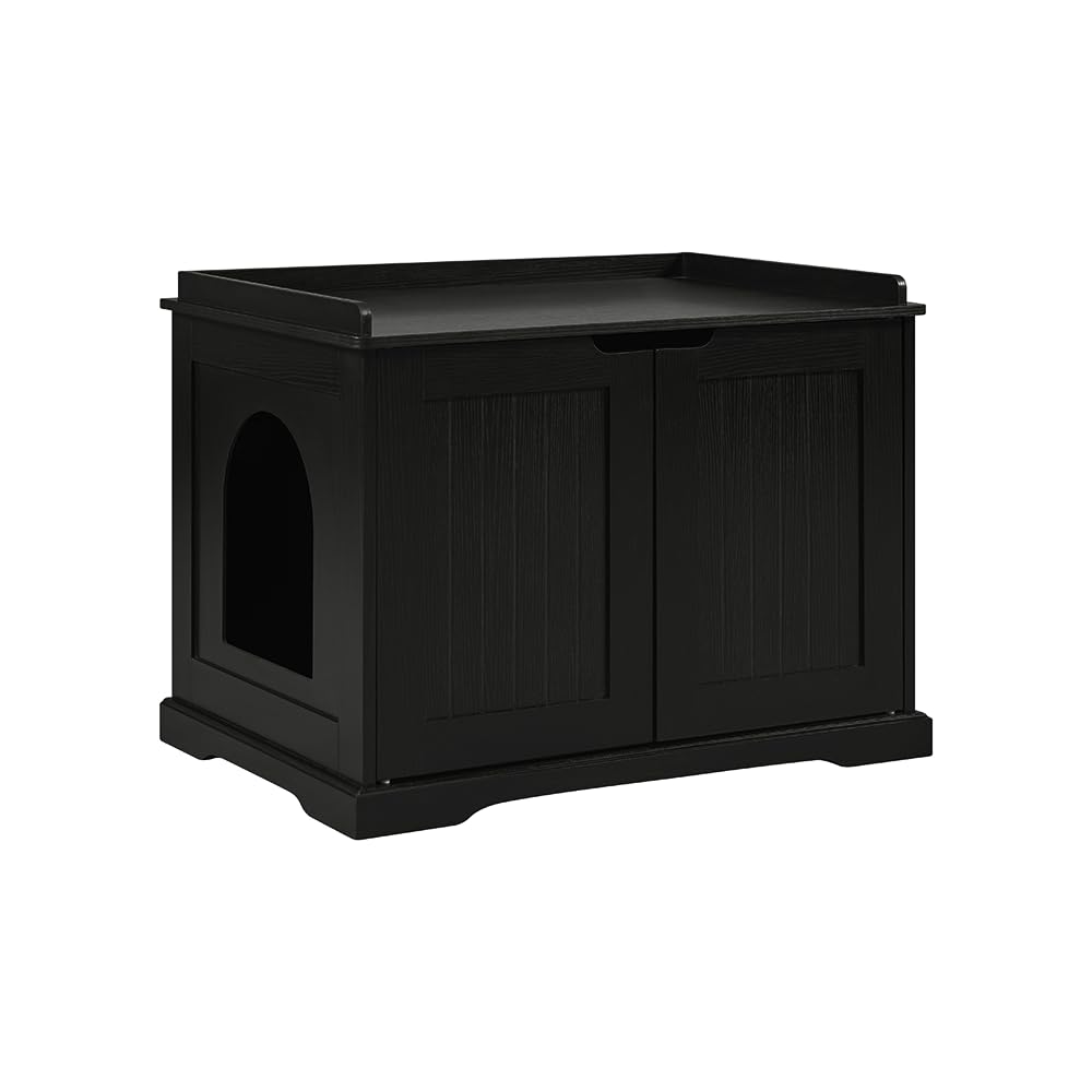 unipaws Black Cat Litter Box Enclosure Furniture, Kitty Hidden Cover, Concealed Dog Proof Litter Boxes Cabinet, Hideaway Litter Box, Cat House