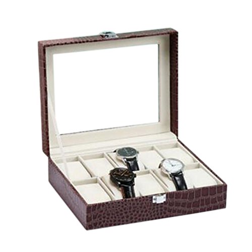 Alien Storehouse Caja de Reloj de Cuero PU Reloj de 10 Ranuras Caja de Almacenamiento Joyas Exhibición n. ° 12 Cover