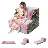 Truwelby Folding Kids Sofa, Kids Floor Mattress, Toddler Couch Glow in The Dark Sofa for Playroom, Play Couch for Girls Boys, Kids Convertible Sofa Sectional Foam Playset Couch Set