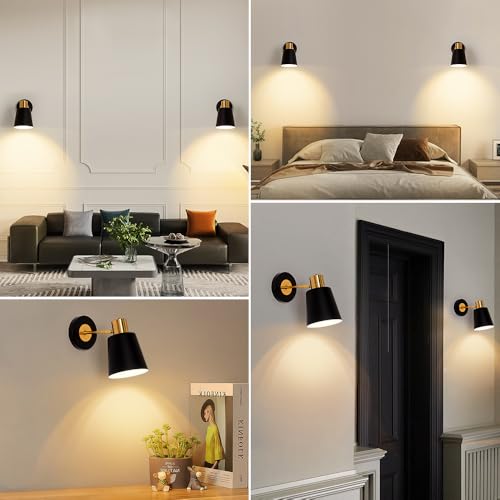Image of 2 Pack Black Rechargeable Battery Operated Wall Sconces, Vintage Wireless Battery Powered Wall Lights with Remote, 15 RGB Dimmable, Cordless Wall Decor Lamp Indoor for Bedroom Living Room Hallway