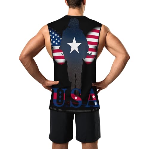 Image of Zhyaj Summer Tanks Top for Men Flag Graphic Print Sleeveless Shirts Casual Working Out Vest T-Shirts Loose-Fit Men's Tank