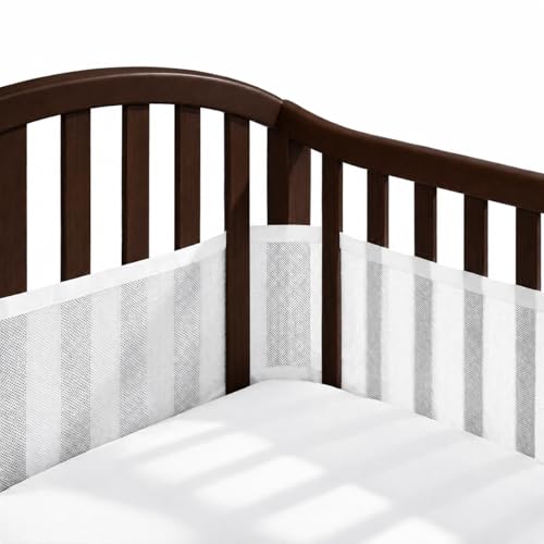 Full-Size Crib Breathable Mesh Liner 3mm Classic Mesh Baby-Safe (4FS Covers 3 or 4 Sides)(White)