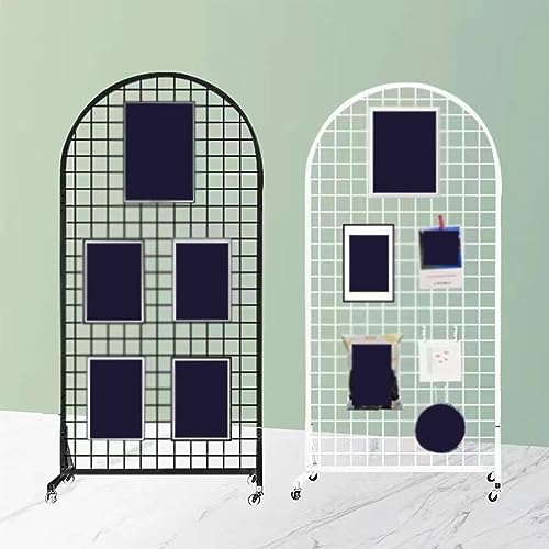 Free Standing Wire Panel Tower avec roues pour salon de détail et présentoirs artisanaux - Support d'affichage en maille facile à installer - Séparateur polyvalent (couleur blanc)