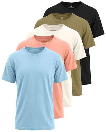 Image of 5 Pack Boys' Cotton T Shirts Crew Neck Plain Short Sleeve Tops Kids Teens