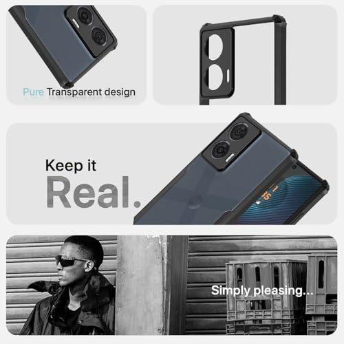 Image of Pikkme Ultra Hybrid Back Cover for Motorola Moto Edge 50 Fusion 5G / Motorola Moto G96 5G | Raised Edges |Crystal Clear Transparent | Full Camera Protection Bumper Case (Black)