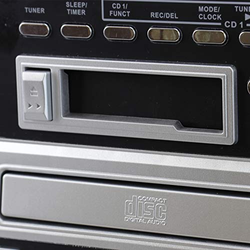 Trexonic 3-Speed Turntable with CD Player, CD Recorder, Cassette Player, Wired Shelf Speakers, Fm Radio & CD/USB/SD Recording