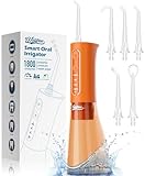Water Dental Flosser Teeth Pick: Portable Cordless 4 Modes Flossers Pic 300ML Rechargeable Floss Pik Powerful IPX7 Waterproof Oral Irrigator for Cleaning Gum Care Braces for Home Travel