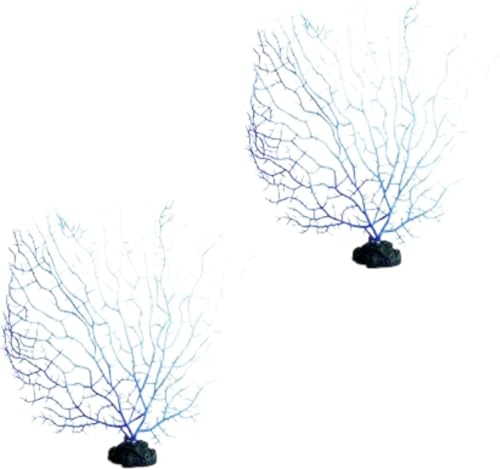 Qemixly 2Pcs Blue Artificial Coral Branch Aquarium Decor