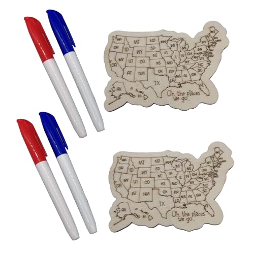 SJWOW Imán de nevera personalizado con mapa de viaje de Estados