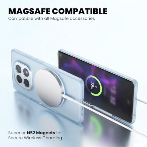 Image of DIZORO Matte Case for Redmi Note 15 Compatible with MagSafe, Camera Lens Full Protection, Shockproof Translucent Frosted TPU Soft Phone Cover, Anti-Fingerprint (Sky)