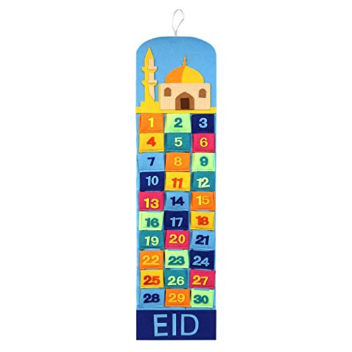 UNWSTYU Filz Ramadan Eid Mubarak Kareem Wandaufhänger nummeriert Countdown Kalender Planer Cover