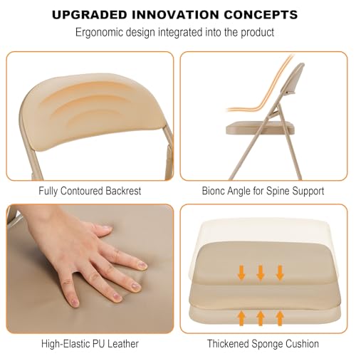 Image of 30 Pack Khaki Folding Chairs with Padded Cushion and Metal Frame