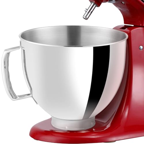 Bol en acier inoxydable pour mixeur Kitchen Aid 4,5-5 quart - Embout pour bol mélangeur Kitchen Aid - Bol en acier inoxydable avec poignée - Accessoire...