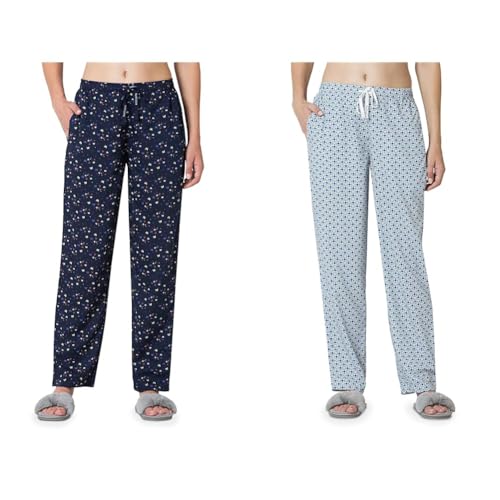Image of Van Heusen Women's Printed Lounge Pants | Drawstrings & Side Pockets | Ultra Soft Fabric | Relaxed Fit | At home pyjamas | Everyday Comfort | Printed | Style 55306 | Available in Pack of 1 & 2