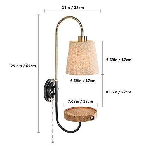 Wall Light with Switch Modern Bedside Minimalist Wood Wall Lamp Receptacle Panel Design with USB Charging Interface for Bedroom Living Room Aisle(Wood Color) steampunk buy now online