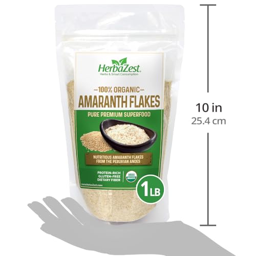 HerbaZest Amaranth Flakes Organic - 1 LB - USDA Certified, Vegan & Gluten Free Superfood - Convenient & Healthy Addition to Yogurt, Cereal, Smoothies, Baked & Non-Baked Goods - Thumbnail 7
