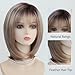 RENERSHOW Layered Blonde Bob Wigs for White Women with Bangs Straight Short Hair Wig Synthetic Ombre Blonde Highlight Bobo Haircuts 12inch Average Size Natural Daily Party Wig