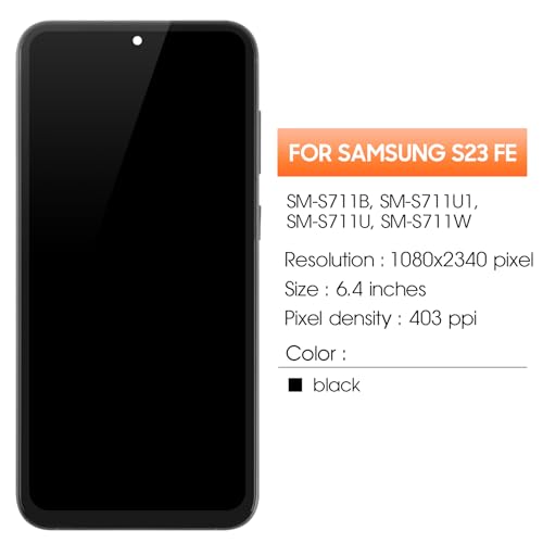 Écran Samsung S23 FE avec châssis assemblé noir de 6,4 pouces - 2