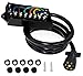 Miady 8ft 7 Way Trailer Cord with Junction Box, Weatherproof 7 Pin Heavy Duty Inline Trailer Wiring Harness Kit Trailer Connector Plug Cable