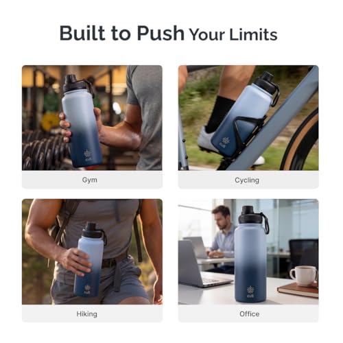 Image of CULT Steel Water Bottle 1 Ltr | Insulated Water Bottle for Gym, Office & Travel | Double Wall Vacuum Flask & Water Bottle for School Kids | 24H Hot & Cold (Blue)