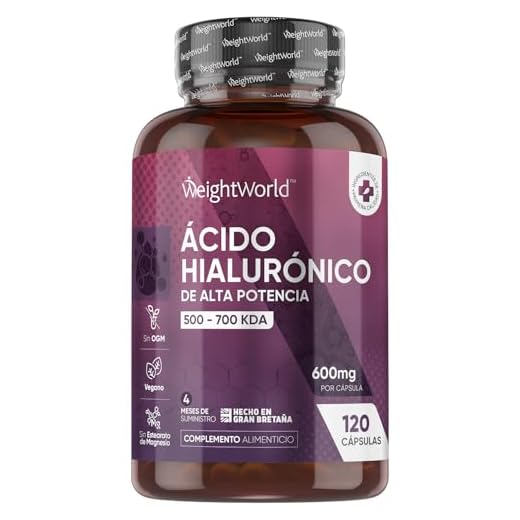 Ácido Hialurónico 600mg por Porción - 120 Cápsulas Veganas de 500-700 KDA - Ingredientes de Origen Natural, Sin OGM, Sin Químicos, Sin Gluten y Sin Lactosa para 4 Meses de Suministro