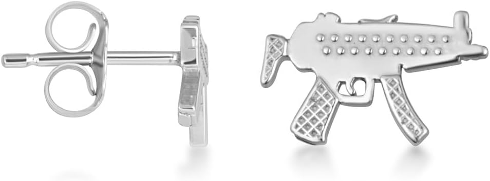 Women's .925 Sterling Silver Machine Gun Stud Earrings or Drop Huggie Hoop Earrings