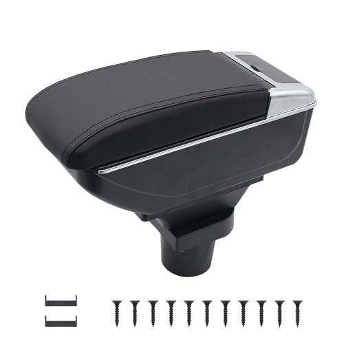 KAERGK Auto Armlehnen für VW UP 2009-2017 Mittelkonsolen für Kfz Doppelter Stauraum mit Getränkehalter Hintere Utility-Box Einfache Montage (Schwarze Linie)