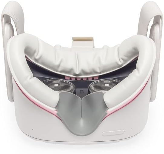 VR Cover Facial Interface Bracket & Foam Replacement with Lens Protector Cover for Meta Quest 2 (ThrillSeeker Edition - Pink & Light Grey)