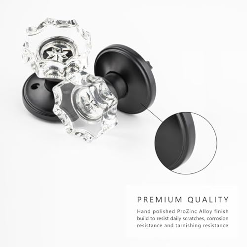 Linkaa Black Crystal Glass Door Knobs Indoor for Interior Doors Closet and Hall,Crystal Door Handle Pulls Interior for Bedroom Bathroom Laundry Hallway(Passage Knobs, Black,1 Pack) by Linkaa - Used condition - Image 3