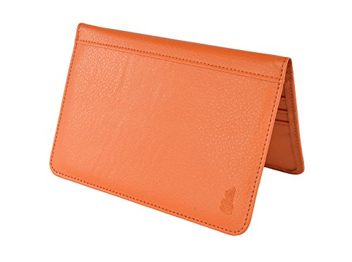 Belle Donne RFID Blocking Passport Cover PU Leather Travel Wallet - Orange