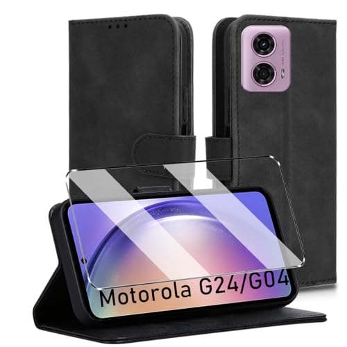 Ganbary Cover Compatible with Moto G24, Premium PU Leather Flip