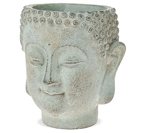 matches21 - Macetero con cabeza de Buda, para colgar, de cemento, gris, 1 unidad, 12,5 x 11 x 13,5 cm Cover