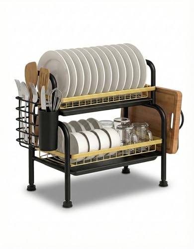 TOSCARA Dish Drying Rack, 2-Tier Dish Racks for Kitchen...