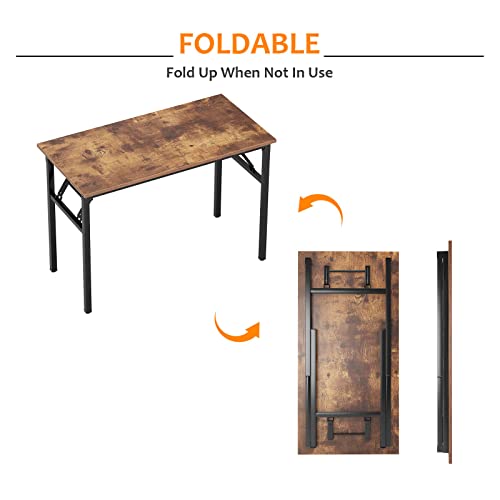 Need Small Computer Desk 31.5 Inches Folding Table No Assembly Sturdy Small Writing Desk Folding Desk For Small Spaces, Rustic Brown Ac5-8040-Fb #TOP5