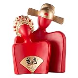 SENRN Escultura Deco Moderna, Estatua De La Pareja, Arte Abstracto Escultura De Pareja Negra Y Dorada, para Sala De Estar, Dormitorio, Regalos De Boda, Pareja,Rojo