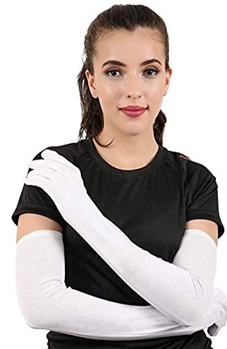 1 Pair Cotton Full Hand Glove For Summer, Dust & Sun Protection for Men, Women White Color-image-9