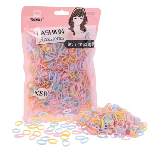 Youxuan 1000 Pack Mini Elastic Hair Ties for Girls Baby & Kids Soft Small Rubber Bands Thin Ouchless Invisible Ponytail Holders for Fine Hair Multi-Use Strong Stretchy Hairbands
