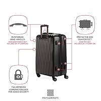 SwissGear 7272 Energie Expandable Hardside Luggage With Spinner Wheels and TSA Lock, Black, Checked-Medium 24-Inch — image 3