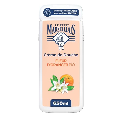Le Petit Marseillais – Crème de Douche Extra Douce Fleur d'Oranger Bio (flacon de 650ml) – Formule vegan avec 92% d'ingrédients d'origine naturelle – Emballage recyclable, avec plastique recyclé