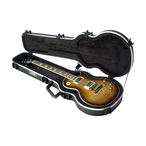 Image of SKB Hardshell Travel Case for Les Paul Type Electric Guitars or Replicas, Molded In Bumpers for Protection, Plush Lined Interior and Latches, Black