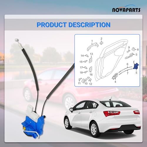 Image of NOVAPARTS Door Lock Latch Actuator 81311-1W020 for Kia Rio 2012-2017, Rio5 2011 Front Left Driver Side LH 1.6L Replaces # 813111W020 A53850003