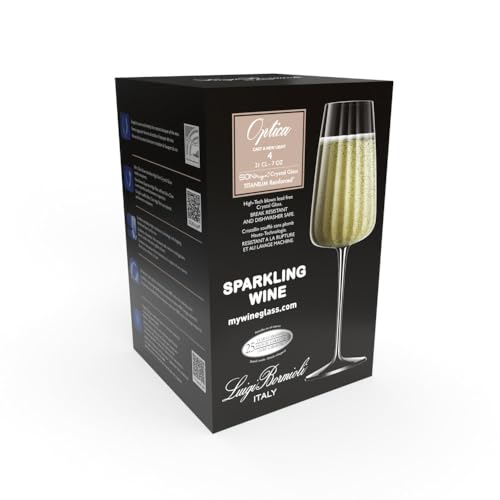 Luigi Bormioli Optica Champagne Flutes 4 x 210ml Crystal Wine Glasses, Dishwasher Safe - Image 5