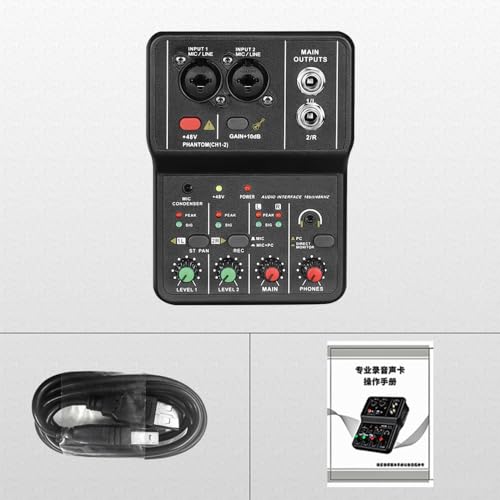 COMETX オーディオインターフェース プロフェッショナル 録音 サウンド カード 16bit/48kHz ミニ USB オーディオインターフェイス サウンドカード 2イン&2アウト 48V Phantom Power USB-B ケーブル スタジオ録音機器 音楽録音用 の商品画像 4