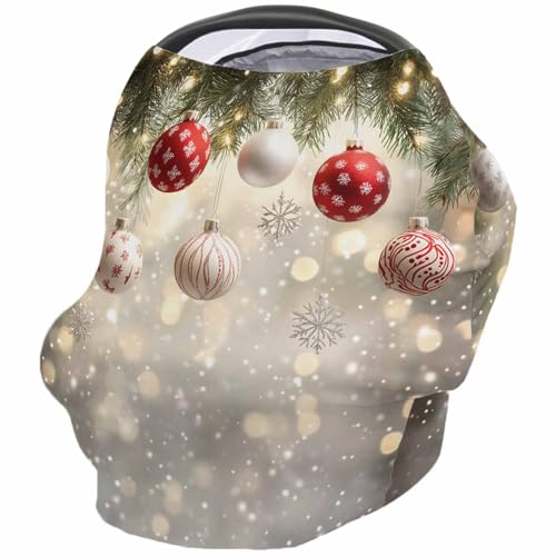 Nursing Cover for Breastfeeding Scarf, Sparkle Christmas Ornament Pine Needles Baby Car Covers Super Soft Multi Use for Canopy Shopping Cart Cover Blanket Stroller Cover