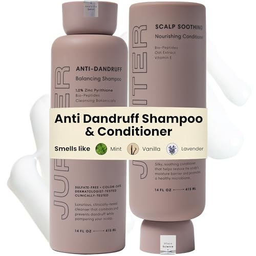 Jupiter Anti Dandruff Shampoo & Conditioner for Men & Women for Flaky, Itchy, Oily & Dry Scalp - Nourishes Scalp and Reduces Breakage & Flakes - Color-Safe, Sulfate-Free, Paraben-Free