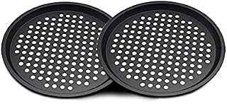 KiNeX Pizza Pan Pizza Tray with Holes, Nonstick Carbon Steel, Dough Tray-2PCS