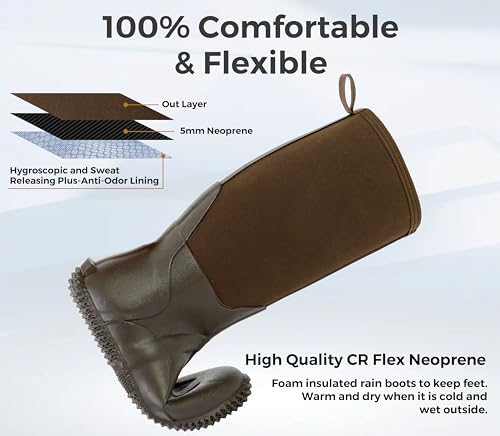 Ubon Rubber Boots for Men Waterproof Neoprene Rain Boots Outdoor Mud Work Boots4