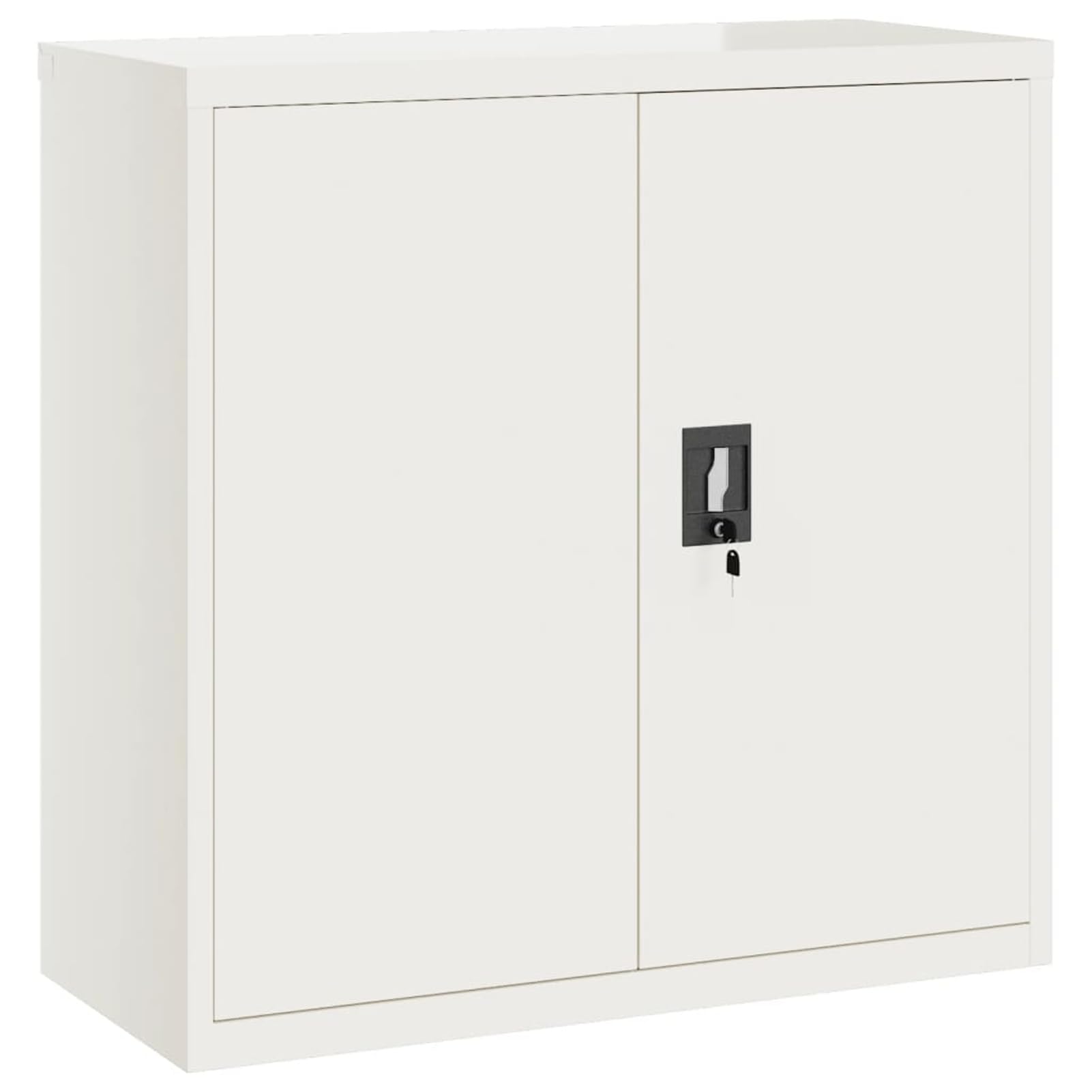 Homgoday Classificatore per Documenti in Acciaio Verniciato a Polvere, 2 Ripiani, Ante Bloccabili, Bianco, 90x40x90 cm, Capacit¨¤ di Carico 30 kg per Ripiano, Assemblaggio Richiesto