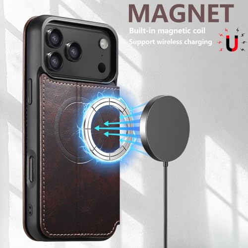 Étui portefeuille iPhone 17 Pro compatible charge sans fil avec support - 5